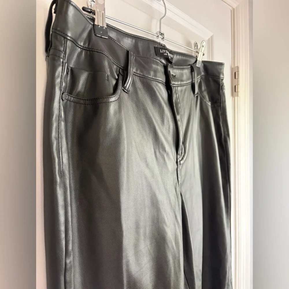 Liverpool Black Faux Leather Wide Leg Pants